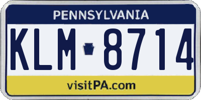 PA license plate KLM8714