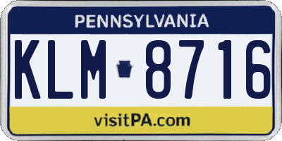 PA license plate KLM8716
