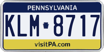 PA license plate KLM8717