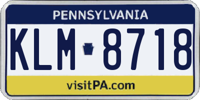 PA license plate KLM8718