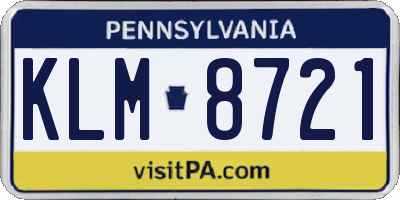 PA license plate KLM8721