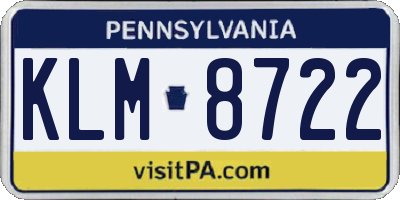 PA license plate KLM8722