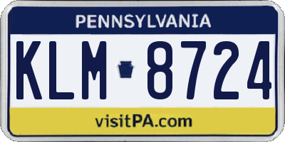 PA license plate KLM8724