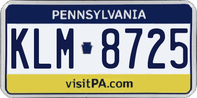 PA license plate KLM8725
