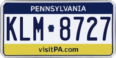 PA license plate KLM8727