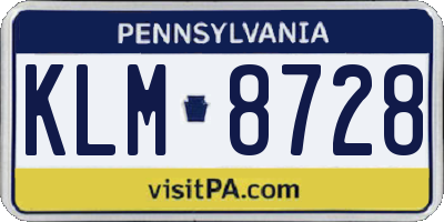 PA license plate KLM8728