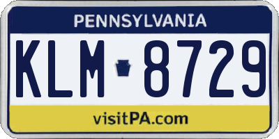 PA license plate KLM8729