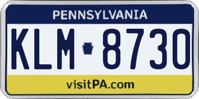 PA license plate KLM8730