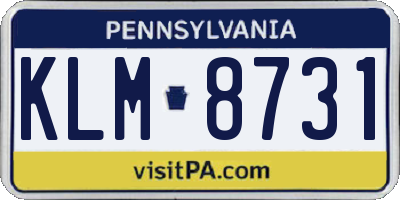PA license plate KLM8731