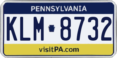 PA license plate KLM8732
