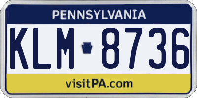 PA license plate KLM8736
