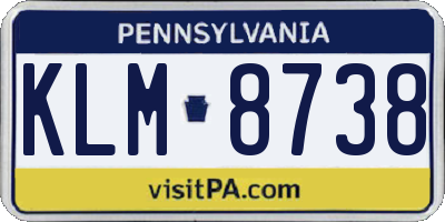 PA license plate KLM8738