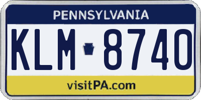 PA license plate KLM8740