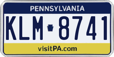 PA license plate KLM8741