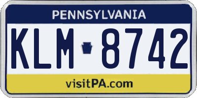 PA license plate KLM8742