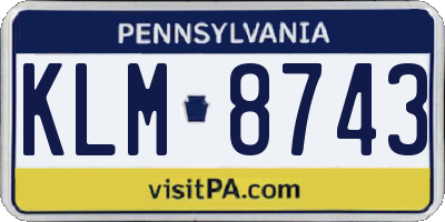 PA license plate KLM8743