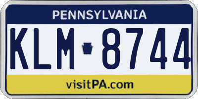 PA license plate KLM8744