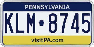 PA license plate KLM8745