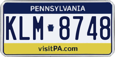 PA license plate KLM8748