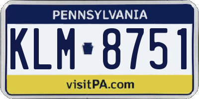 PA license plate KLM8751