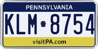 PA license plate KLM8754