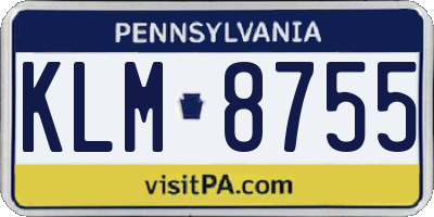 PA license plate KLM8755