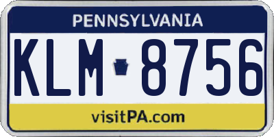 PA license plate KLM8756