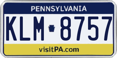 PA license plate KLM8757