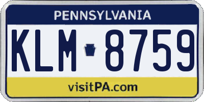 PA license plate KLM8759
