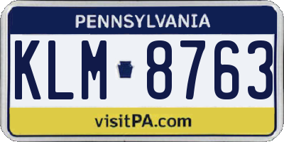 PA license plate KLM8763