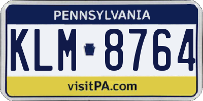 PA license plate KLM8764