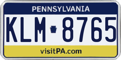 PA license plate KLM8765