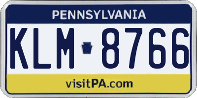 PA license plate KLM8766