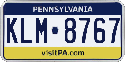 PA license plate KLM8767