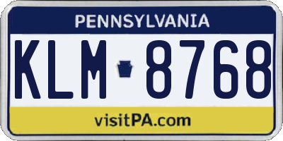 PA license plate KLM8768