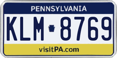 PA license plate KLM8769