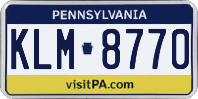 PA license plate KLM8770
