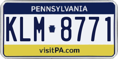 PA license plate KLM8771