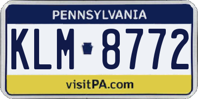 PA license plate KLM8772