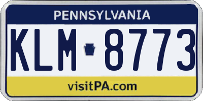 PA license plate KLM8773