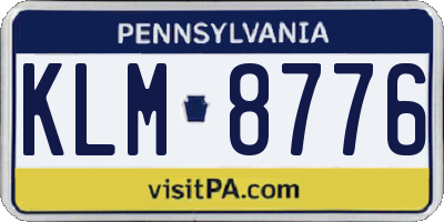 PA license plate KLM8776