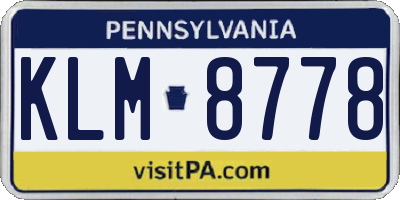 PA license plate KLM8778