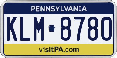 PA license plate KLM8780