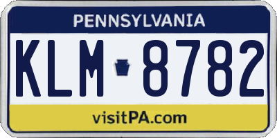 PA license plate KLM8782