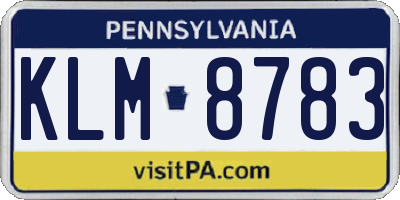 PA license plate KLM8783