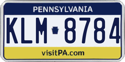 PA license plate KLM8784