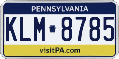 PA license plate KLM8785