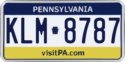 PA license plate KLM8787