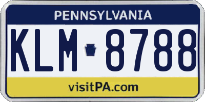 PA license plate KLM8788