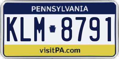 PA license plate KLM8791
